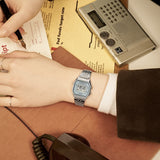 The Casio Vintage Silver Plated Quartz Watch LA680WA-7D worn on the wrist to show scale and fit. The silver-tone case and band suit everyday, versatile wear.