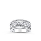 Front-on view of the Wallace Bishop 2.00 TDW Round Lab-Grown Diamond Ring in Sterling Silver, reference LG200RGSSO. The ring features three rows of channel-set round lab-grown diamonds across the front of the finger.