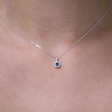 Created Emerald & 0.30ct TDW Lab-Grown Diamond Halo Pendant and Earrings Set in Sterling Silver