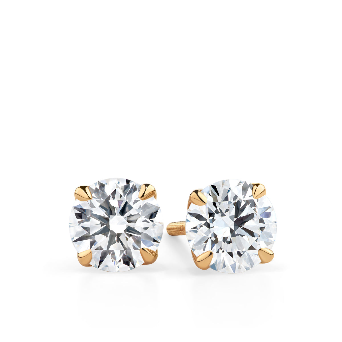 1.00ct Round Brilliant-Cut GIA-Certified Lab Grown Diamond Stud Earrings in 18ct Yellow Gold