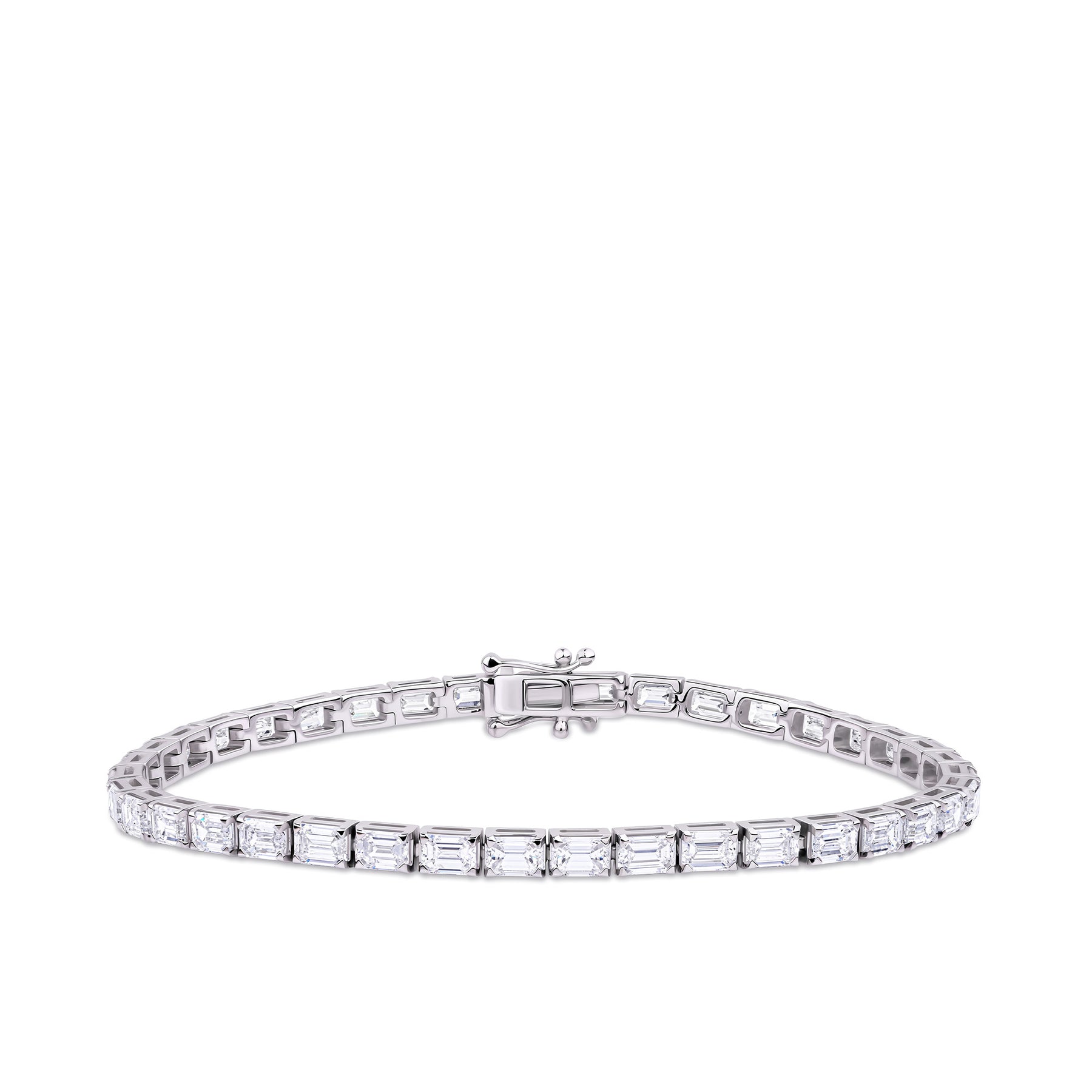 9.00ct TW Lab Grown Diamond Emerald Cut Tennis Bracelet in 18ct White Gold