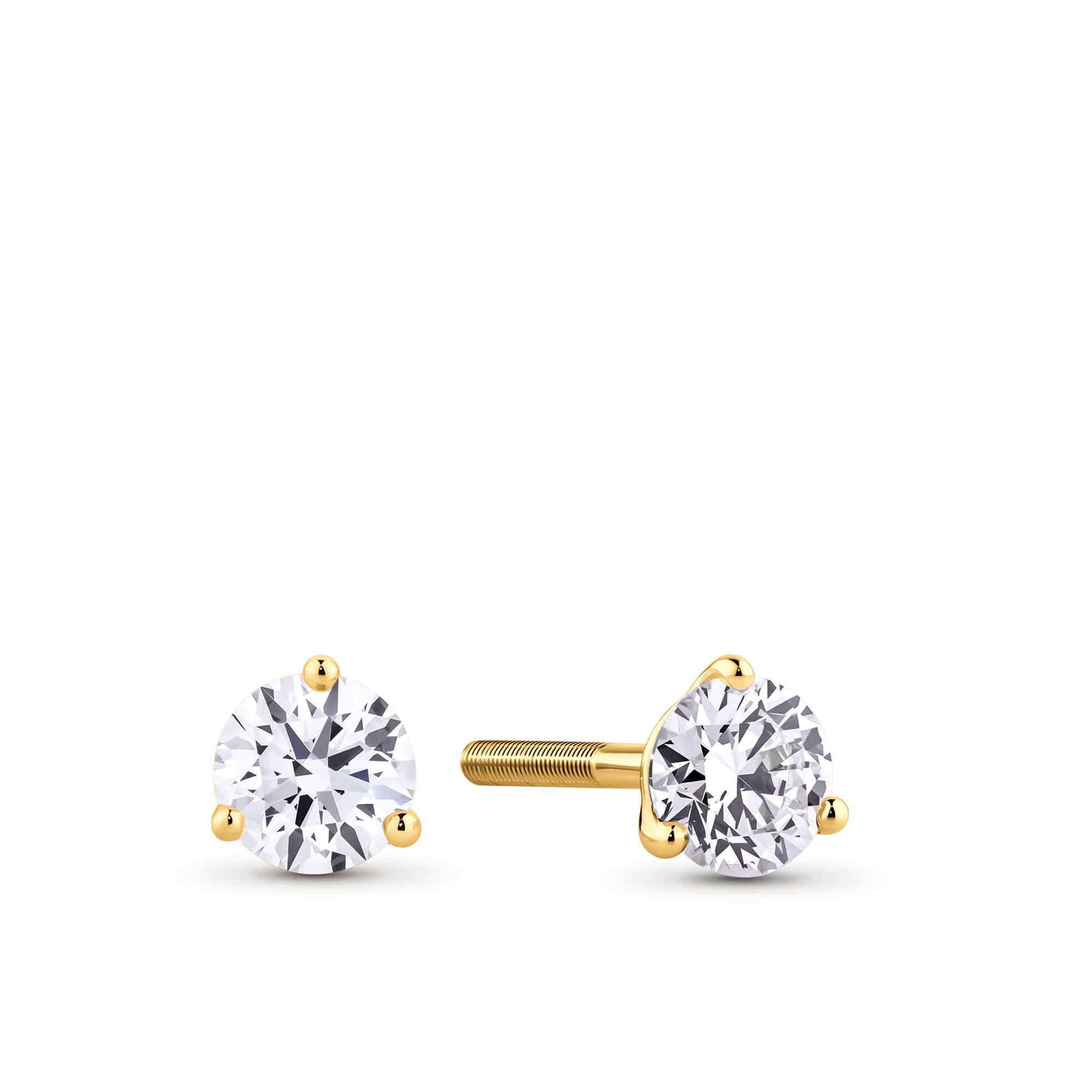 0.50ct TW Lab-Grown Diamond Solitaire Stud Earrings in 18ct Yellow Gold