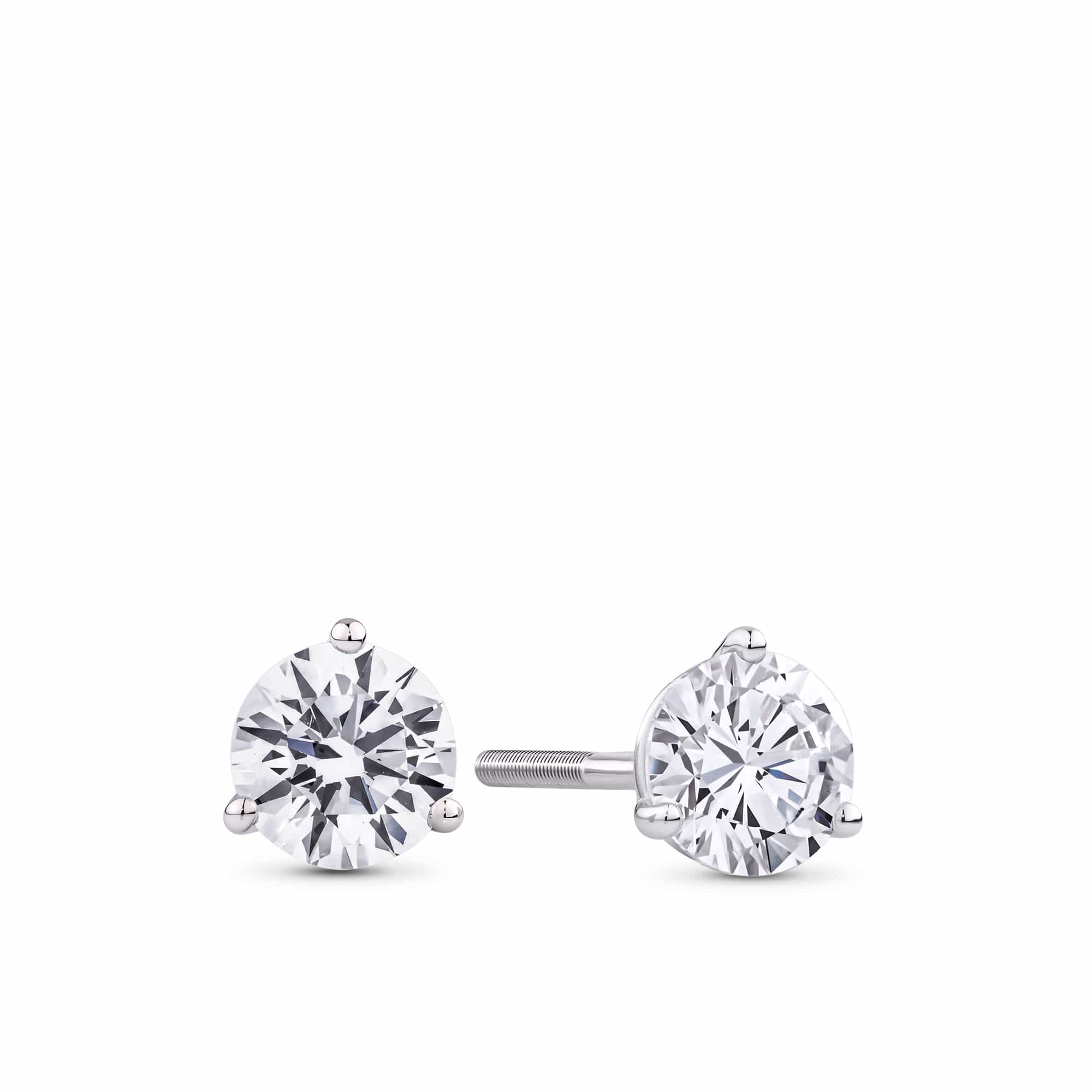 1.00ct TW Lab-Grown Diamond Solitaire Stud Earrings in 18ct White Gold
