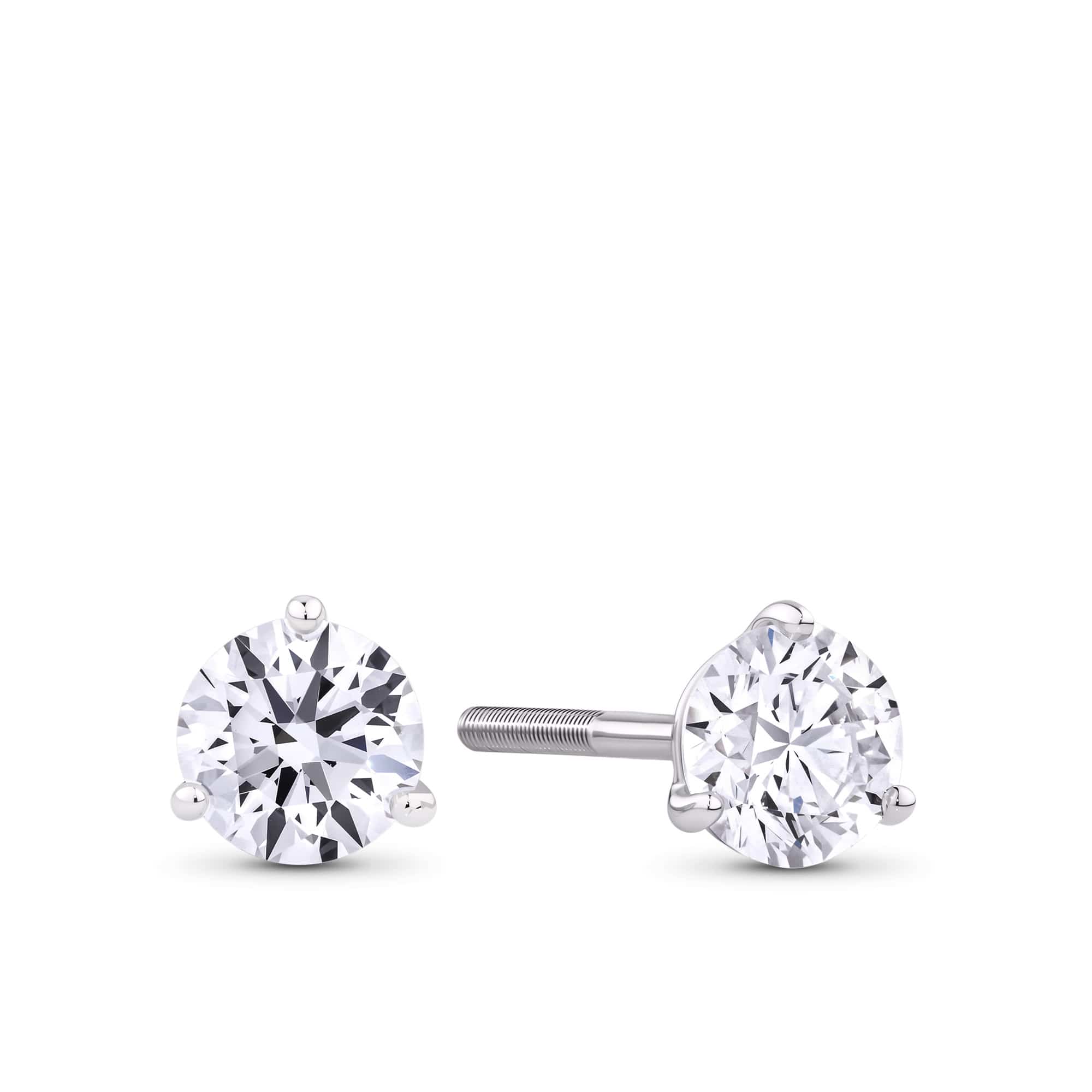 1.50ct TW Lab-Grown Diamond Solitaire Stud Earrings in 18ct White Gold