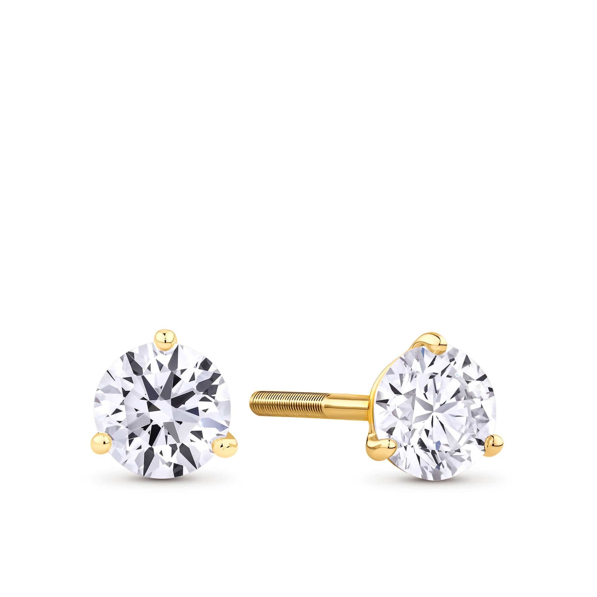 1.50ct TW Lab-Grown Diamond Solitaire Stud Earrings in 18ct Yellow Gold