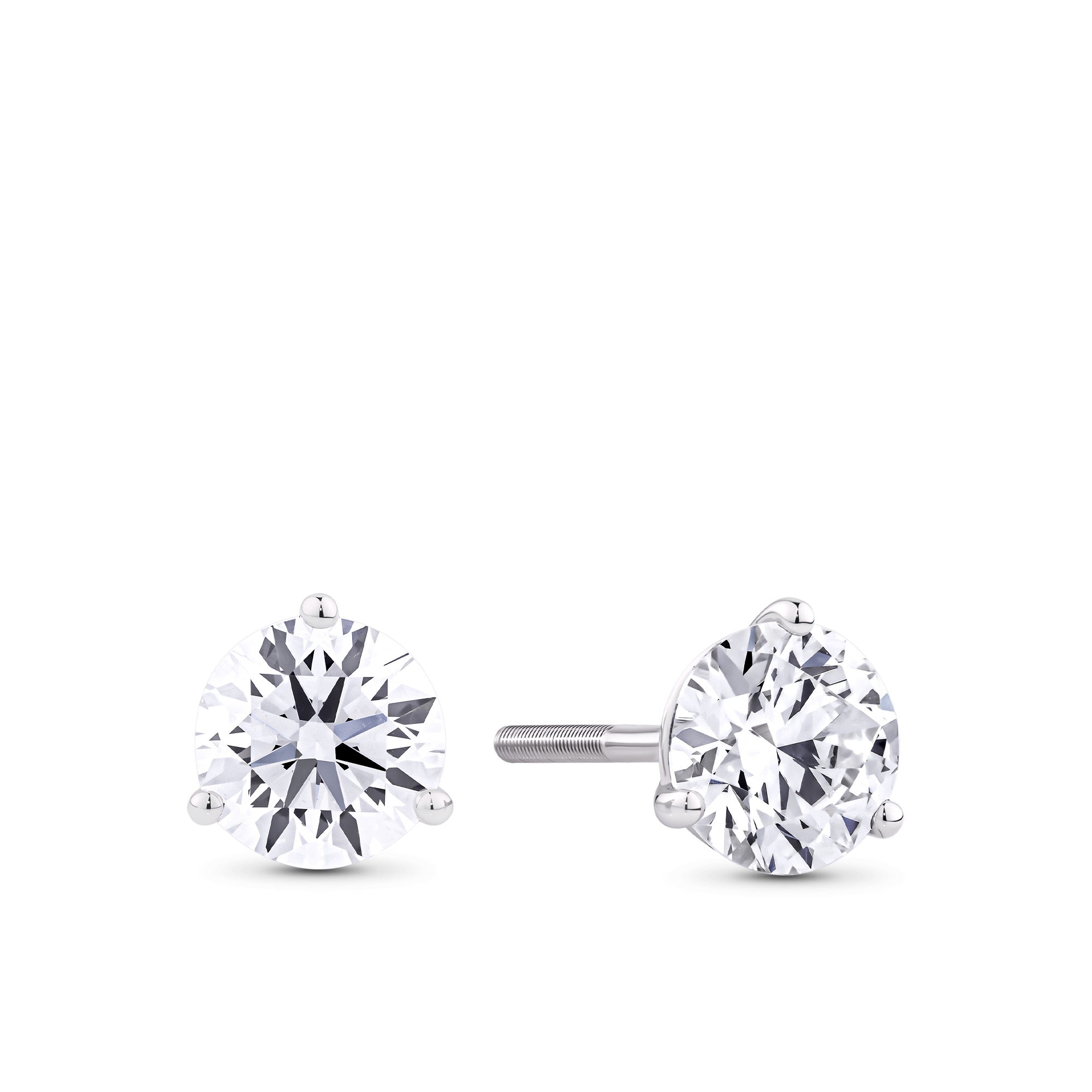 2.00ct TW Lab-Grown Diamond Solitaire Stud Earrings in 18ct White Gold