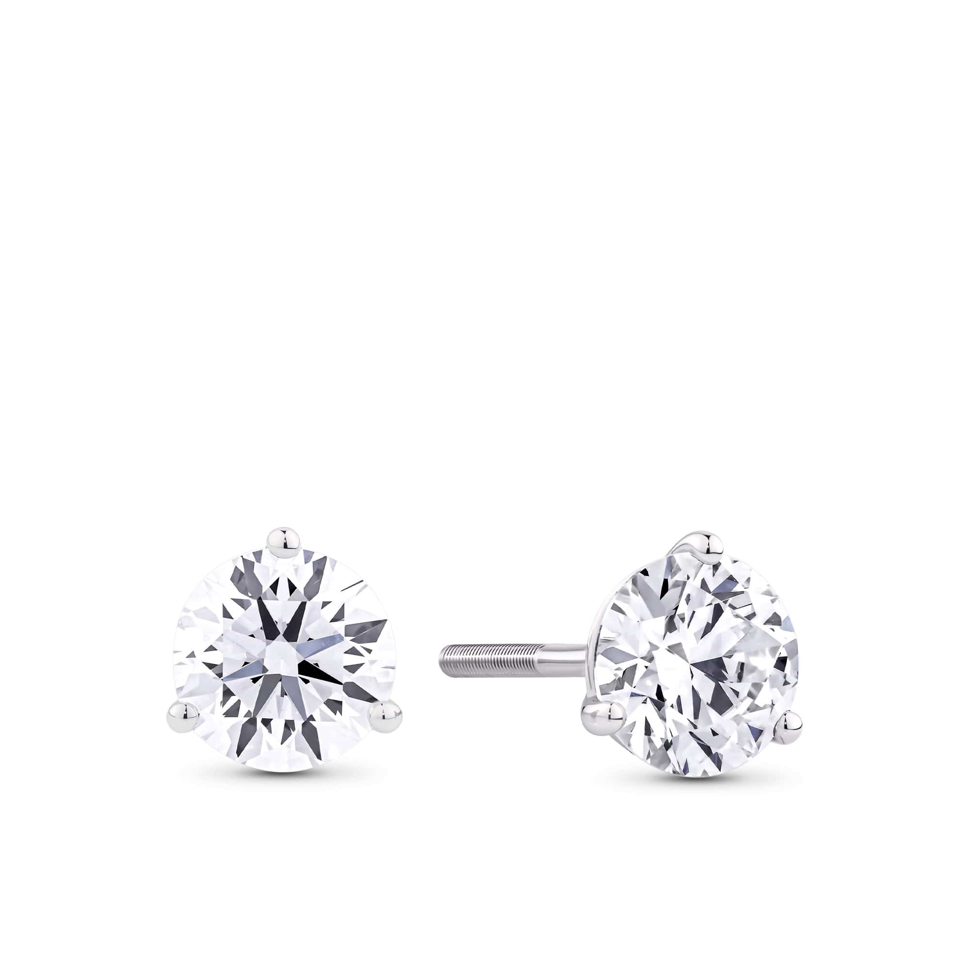 2.00ct TW Lab-Grown Diamond Solitaire Stud Earrings in 18ct White Gold