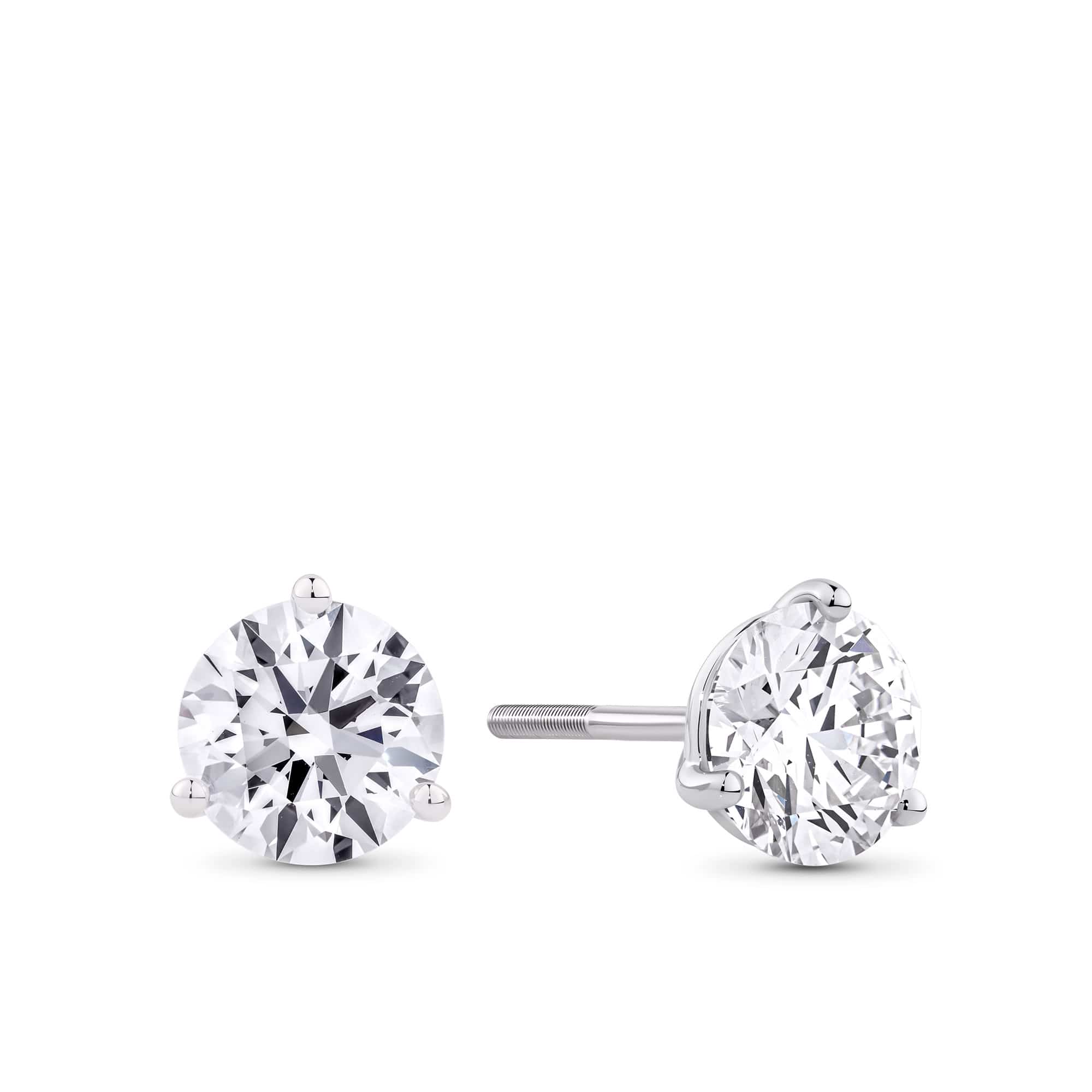 3.00ct TW Lab-Grown Diamond Solitaire Stud Earrings in 18ct White Gold