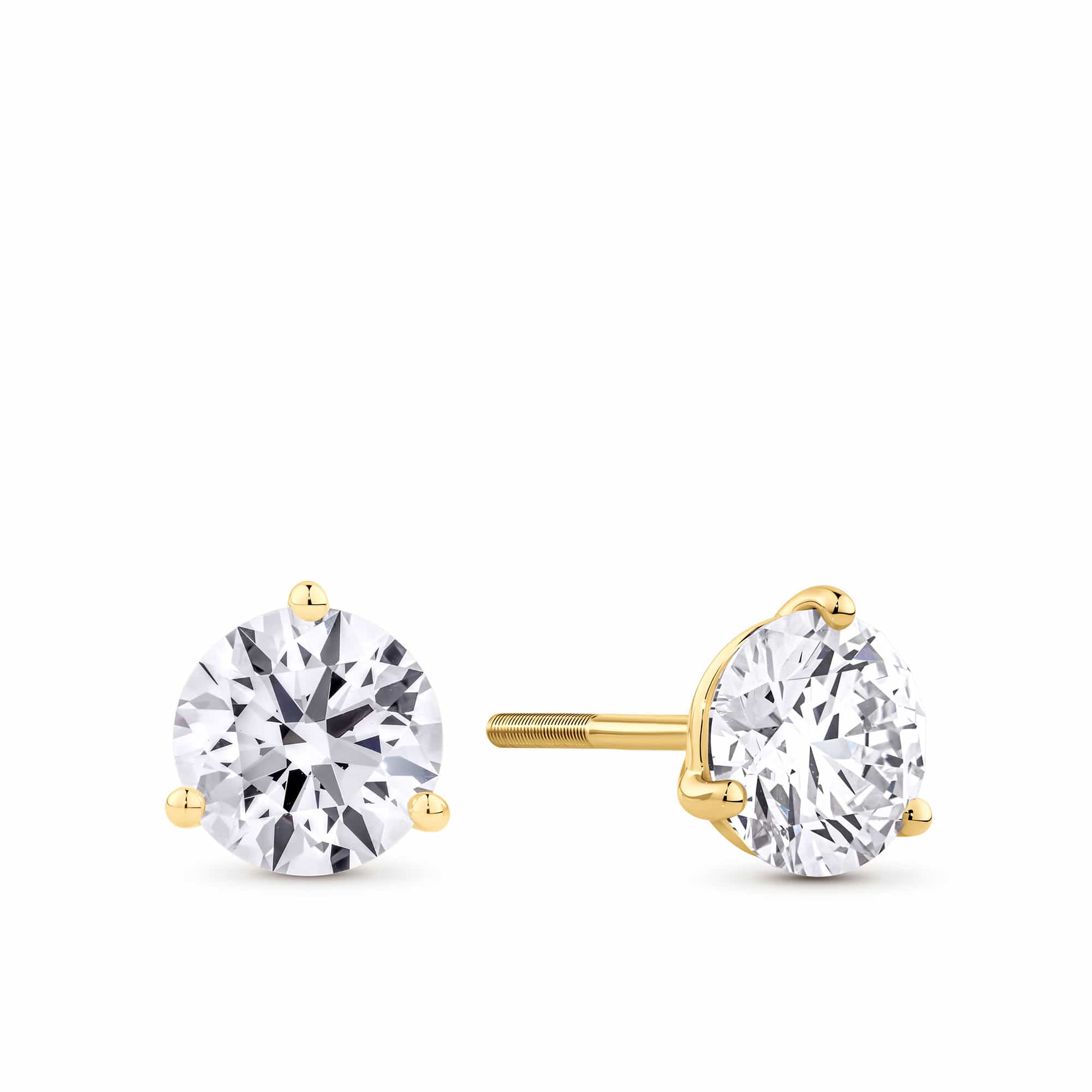 3.00ct TW Lab-Grown Diamond Solitaire Stud Earrings in 18ct Yellow Gold