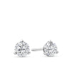 Front-on view of the Wallace Bishop 1.00 TDW Round Lab-Grown Diamond Solitaire Stud Earrings in Sterling Silver, reference LGERSS100, secured with butterfly backs. Each earring features a 0.50 carat round lab-grown diamond in a three-claw setting on polished sterling silver.