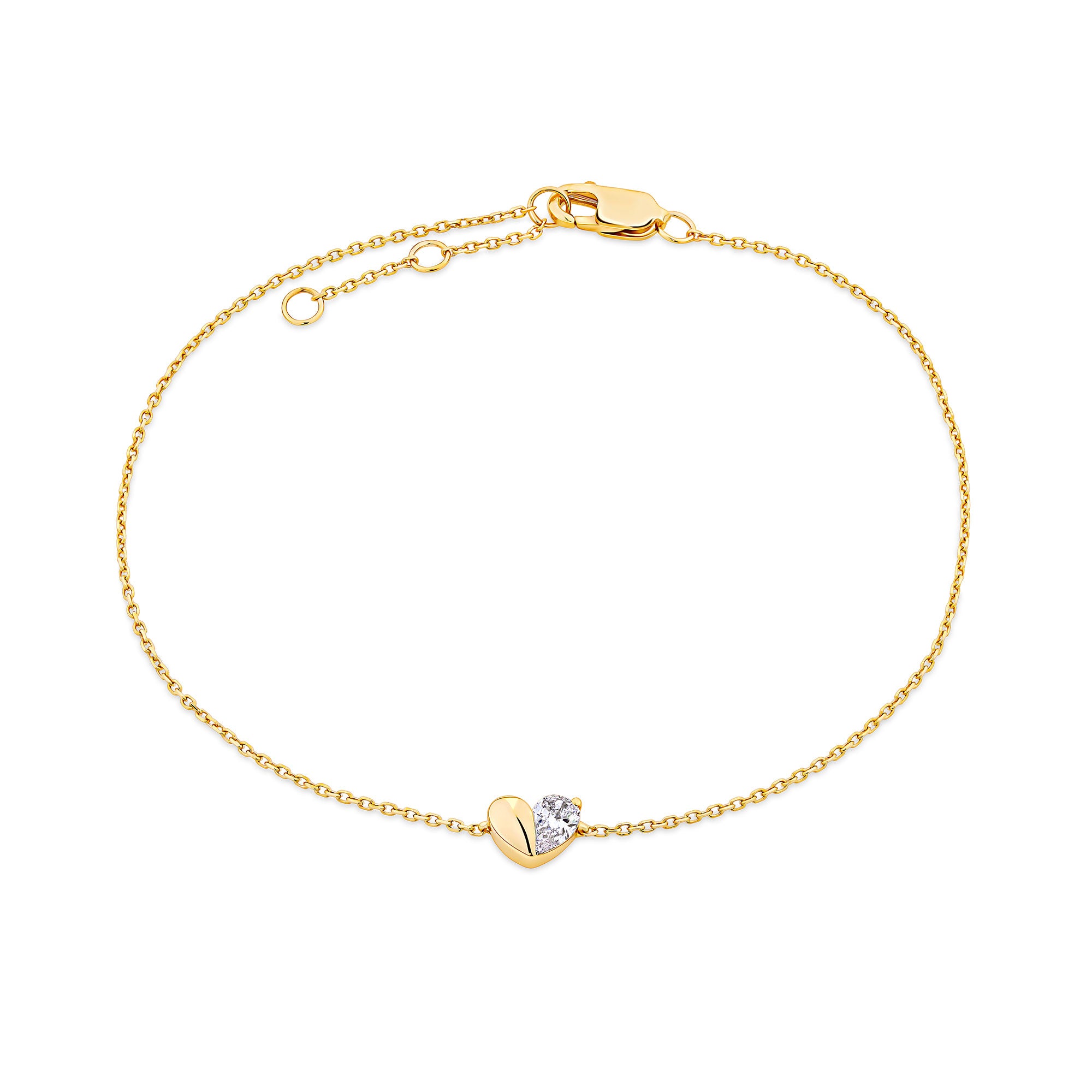 0.16ct TW Lab-Grown Diamond Heart Bracelet in 9ct Yellow Gold