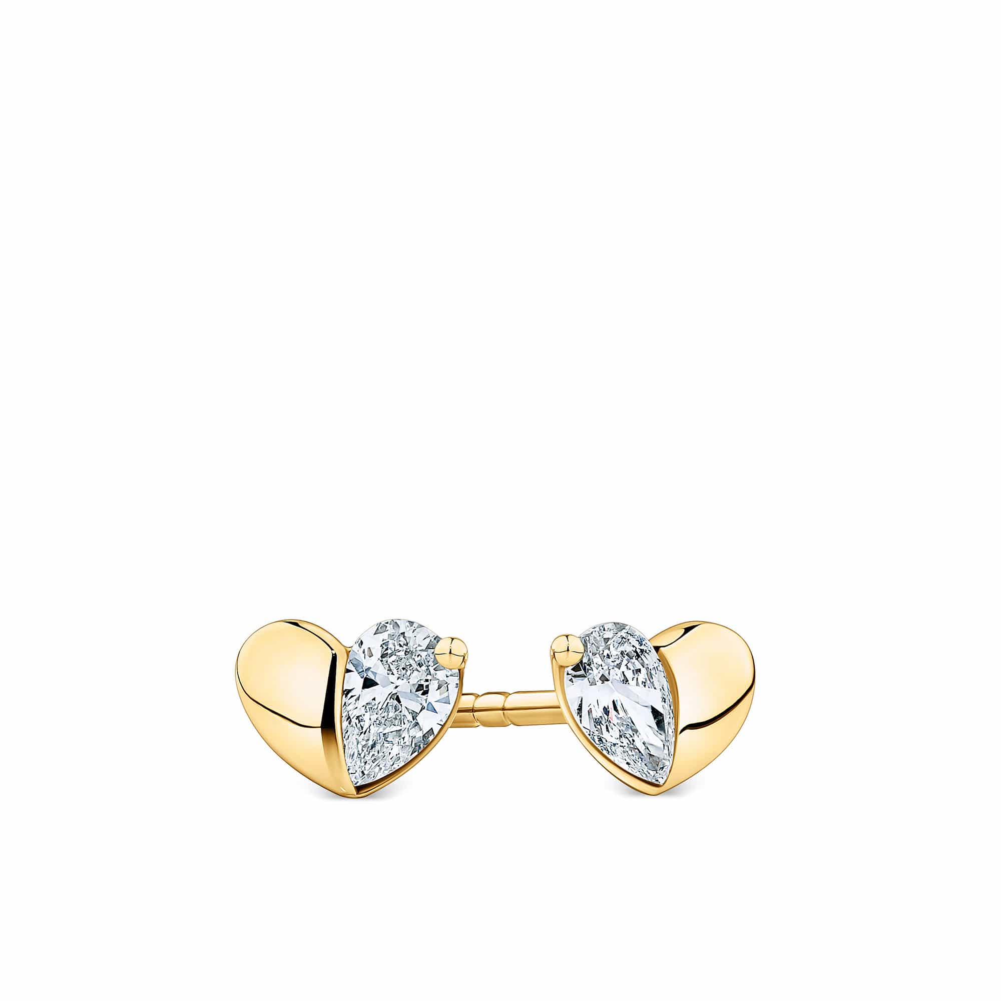 0.25ct TW Lab-Grown Diamond Heart Stud Earrings in 9ct Yellow Gold