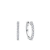 Front-on view of the Wallace Bishop 0.25 TDW Round Lab-Grown Diamond Huggies in Sterling Silver, reference LGHUG03SS, with a hinged clasp. Each huggie features a single row of nine claw-set round brilliant cut lab-grown diamonds in polished sterling silver.