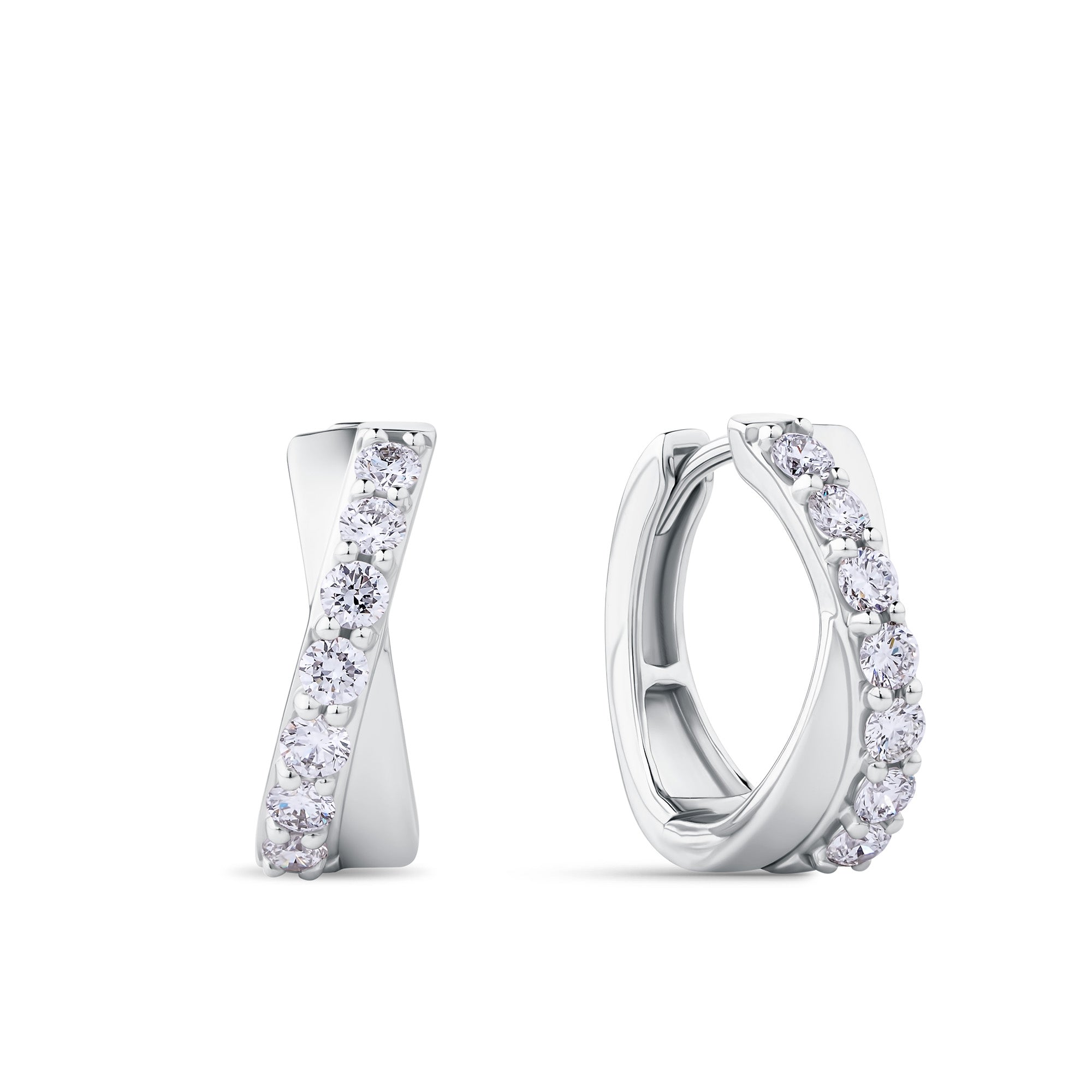 0.50ct TDW Lab-Grown Diamond Huggie Earrings in Sterling Silver