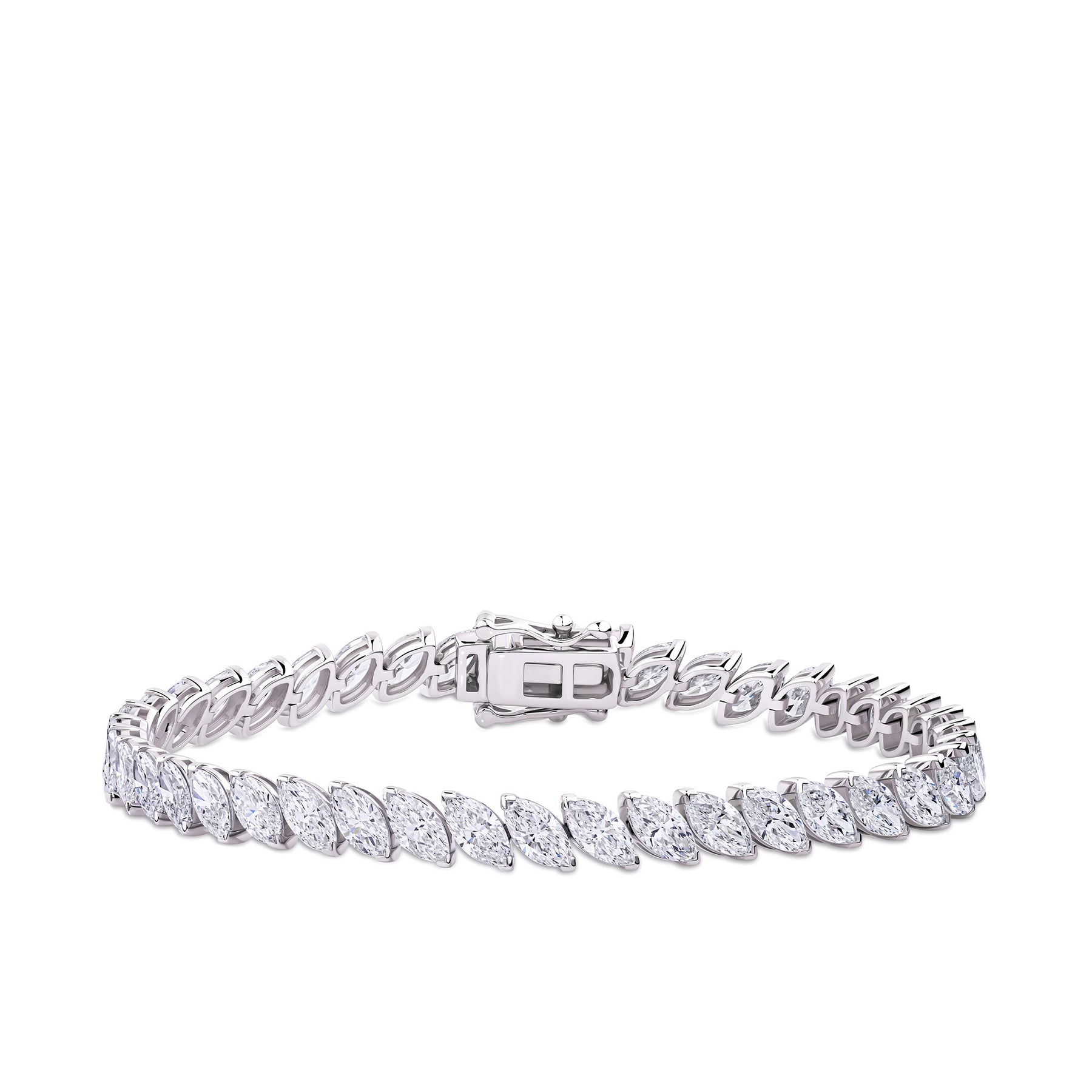 12.00ct TW Lab Grown Diamond Marquise Cut Diamond Tennis Bracelet in 18ct White Gold