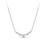 Front-on view of the Wallace Bishop 0.40 TDW Round Lab-Grown Diamond Necklace in Sterling Silver, reference LGNK040SS, on a cable chain. The necklace features a chevron-style row of claw-set round lab-grown diamonds, with the largest diamond at the centre.