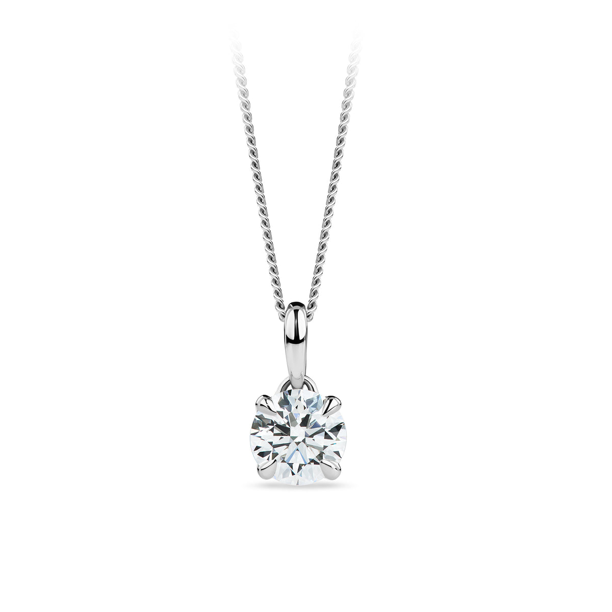 0.70ct Solitaire Round Brilliant-Cut GIA-Certified Lab Grown Diamond Necklace in 18ct White Gold