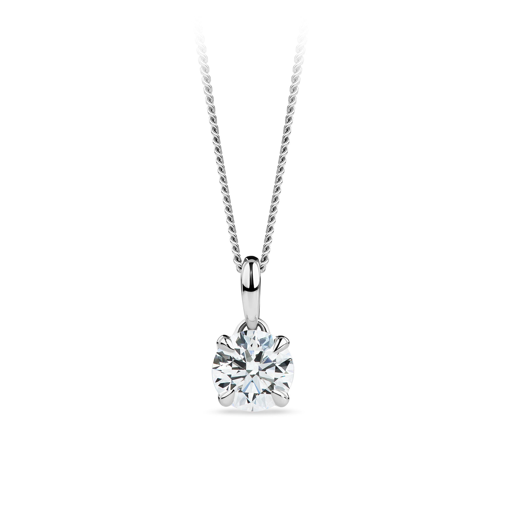0.70ct Solitaire Round Brilliant-Cut GIA-Certified Lab Grown Diamond Necklace in 18ct White Gold