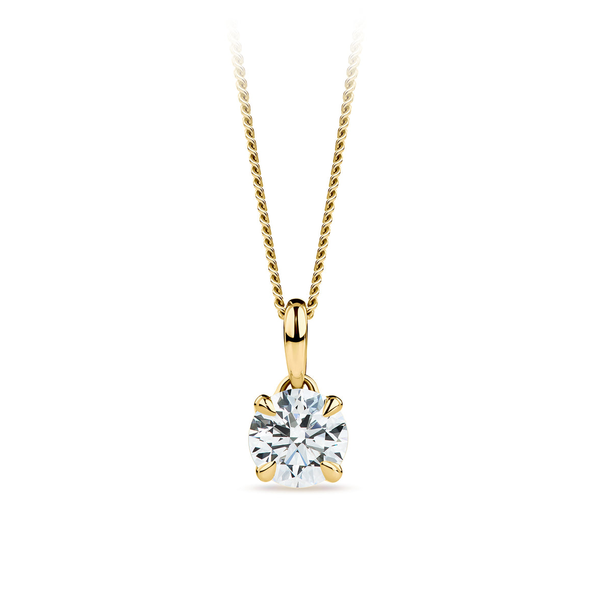 0.70ct Solitaire Round Brilliant-Cut GIA-Certified Lab Grown Diamond Necklace in 18ct Yellow Gold