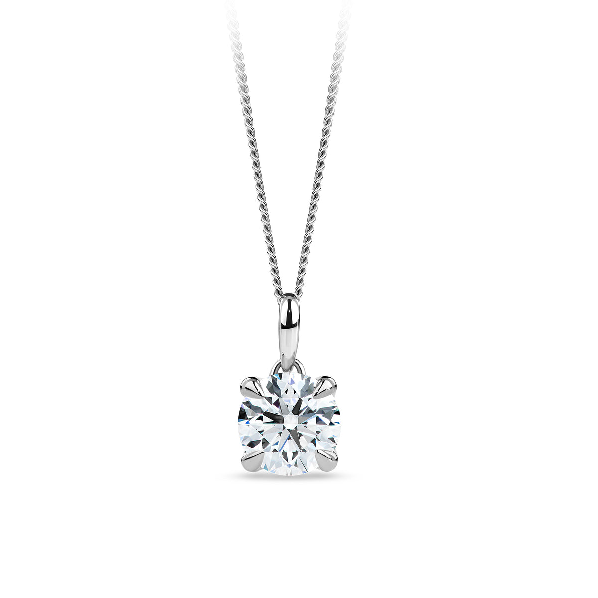 1.00ct Solitaire Round Brilliant-Cut GIA-Certified Lab Grown Diamond Necklace in 18ct White Gold