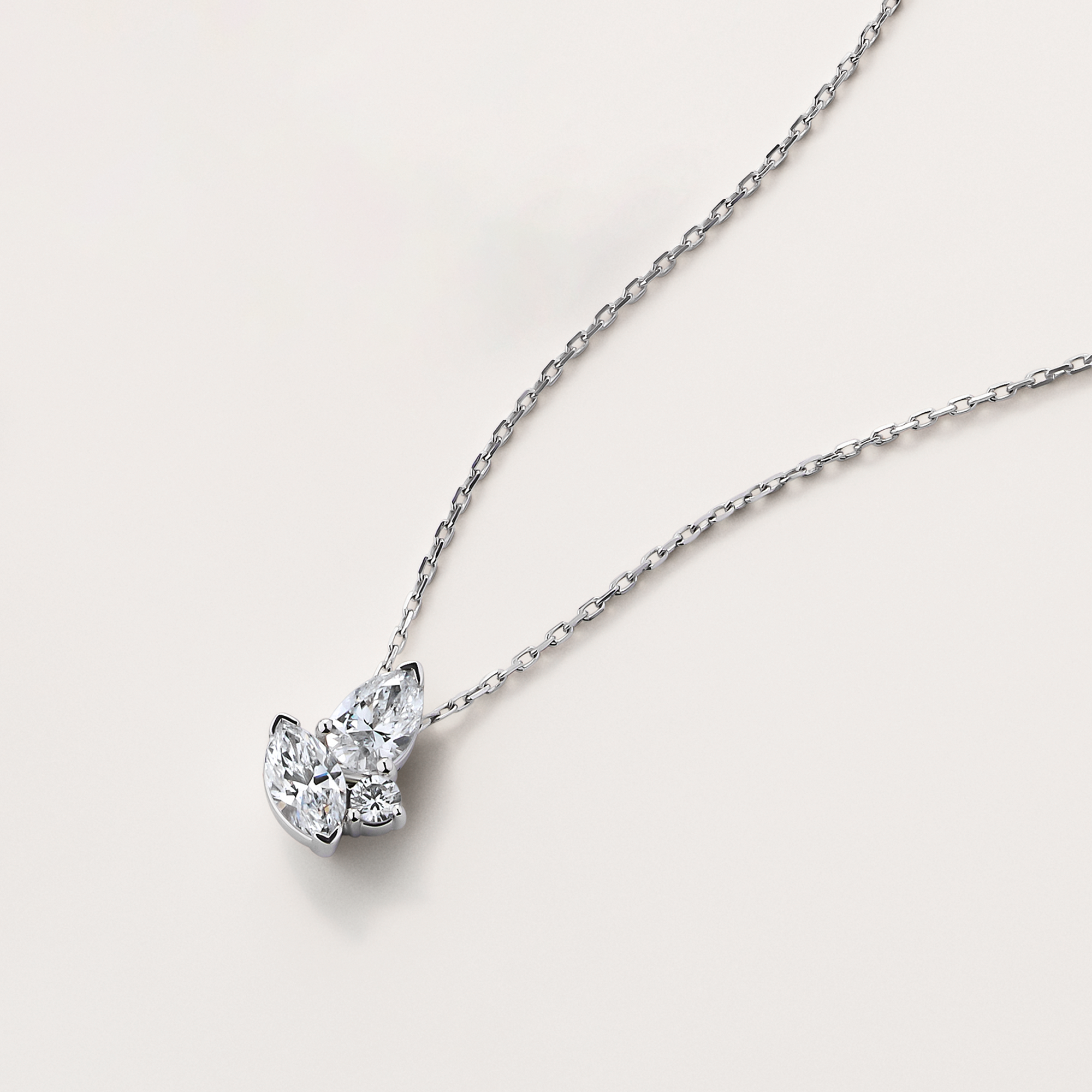 0.50ct TDW Lab-Grown Diamond Cluster Necklace in 9ct White Gold
