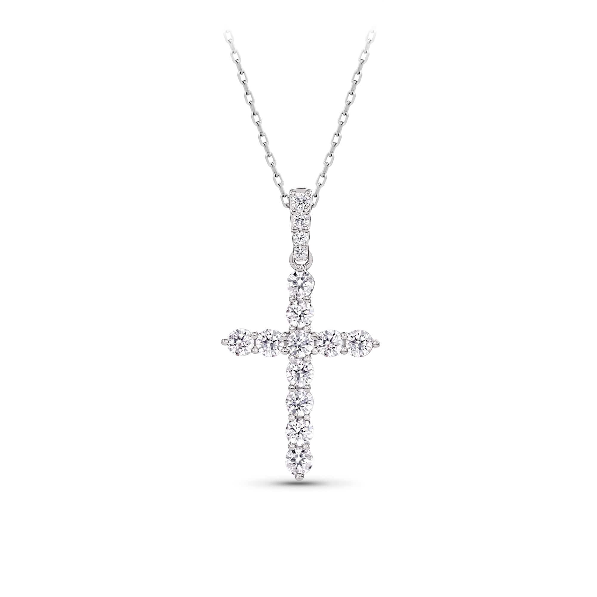0.50ct TW Lab-Grown Diamond Cross Pendant with Chain in 9ct White Gold