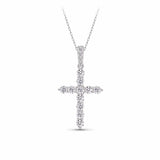 1.00ct TW Lab-Grown Diamond Cross Pendant with Chain in 9ct White Gold