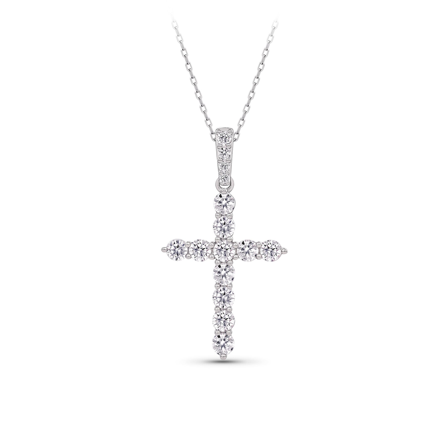 1.00ct TW Lab Grown Diamond Cross Pendant with Chain in 9ct White Gold