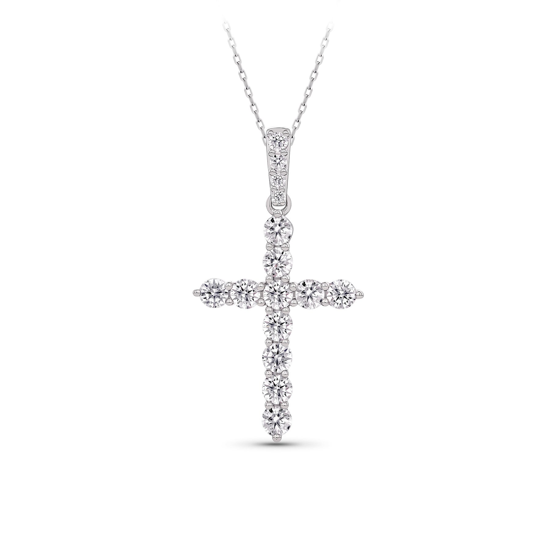 2.00ct TW Lab Grown Diamond Cross Pendant with Chain in 9ct White Gold