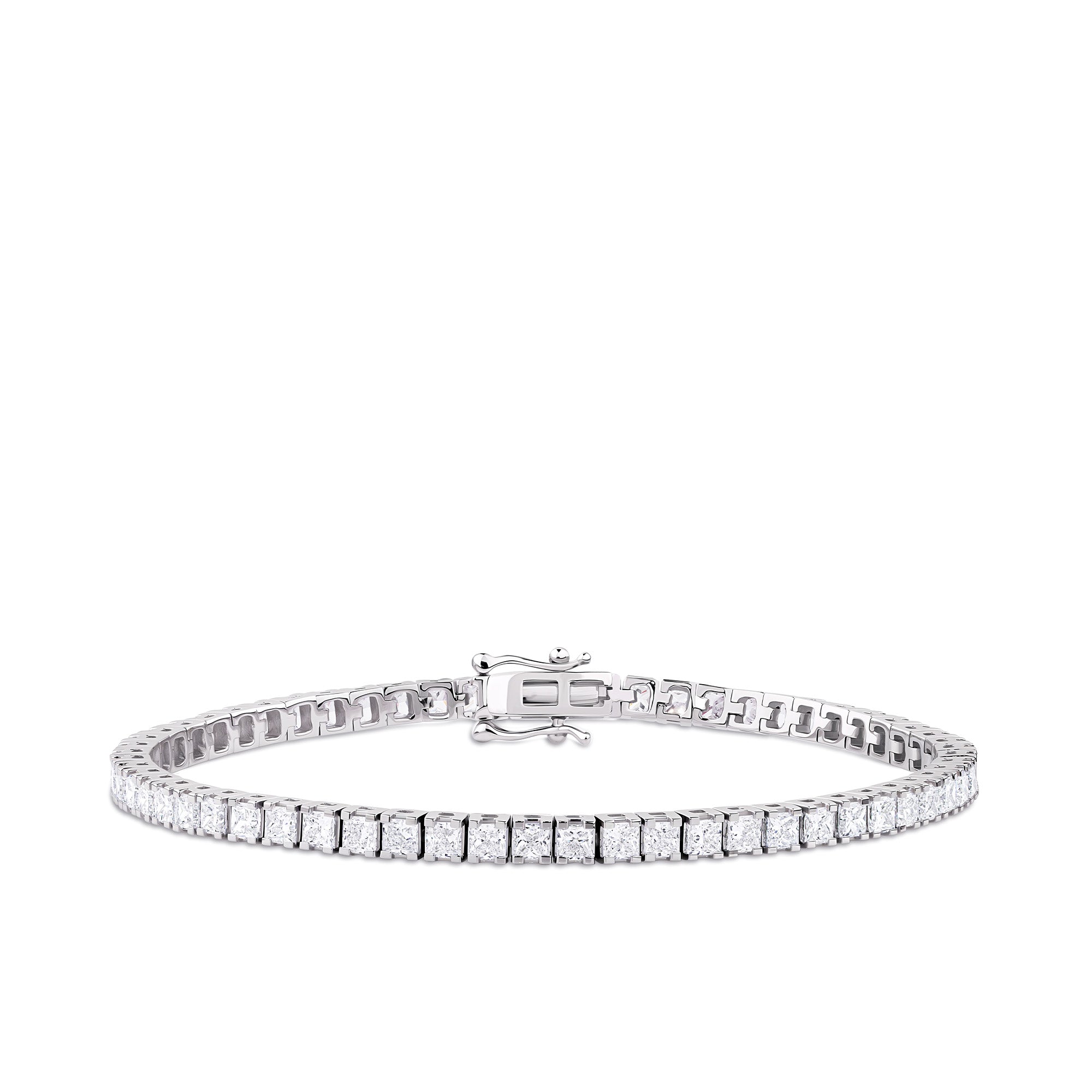 6.00ct TW Lab-Grown Diamond Princess Cut Tennis Bracelet in 18ct White Gold