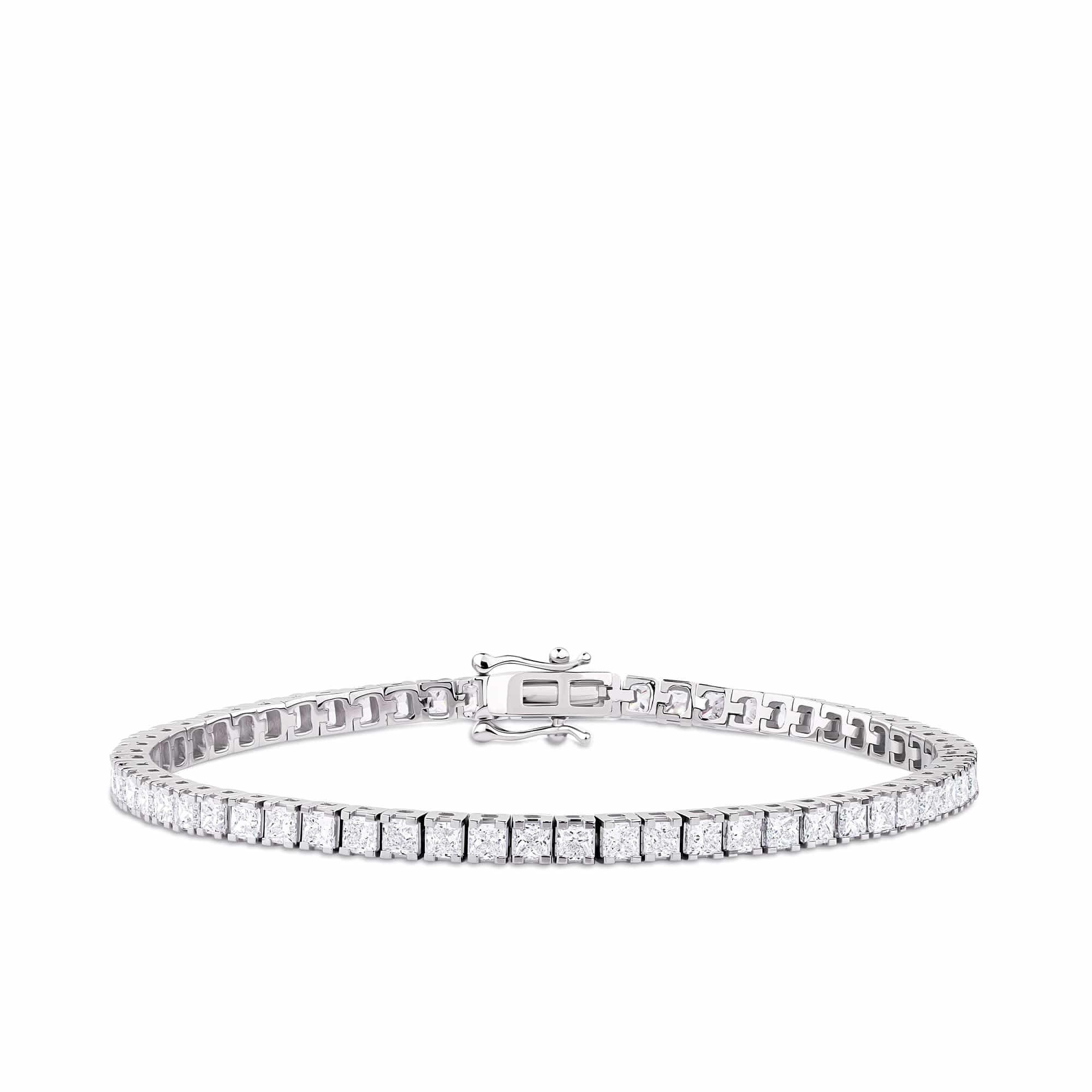 6.00ct TW Lab-Grown Diamond Princess Cut Tennis Bracelet in 18ct White Gold