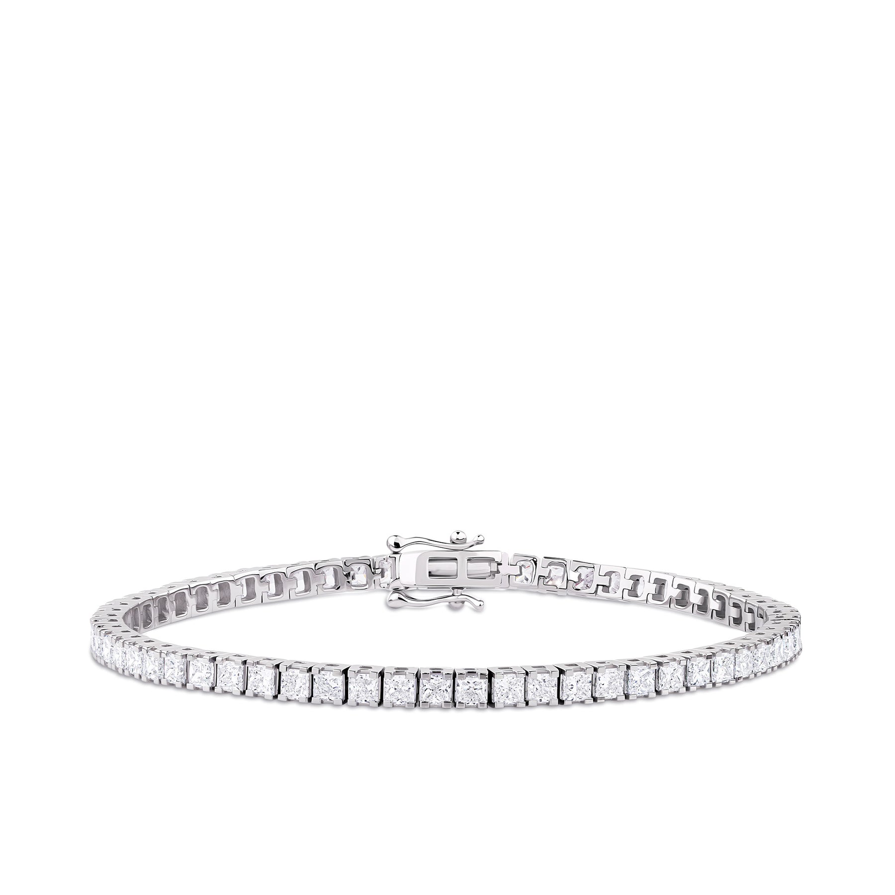 6.00ct TW Lab Grown Diamond Princess Cut Tennis Bracelet in 18ct White Gold