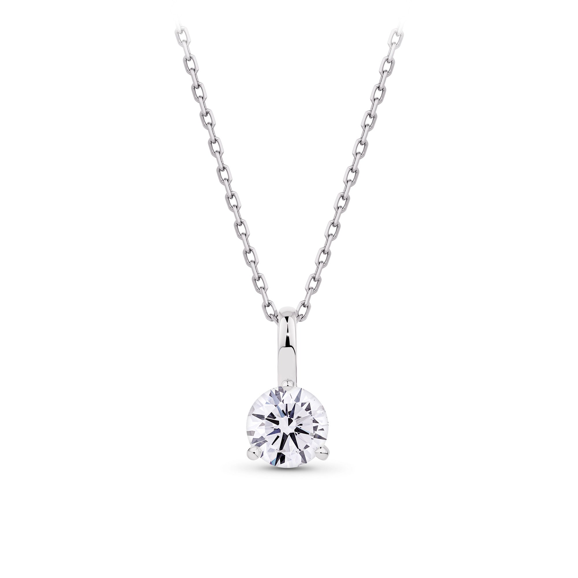 0.50ct TW Lab-Grown Diamond Solitaire Pendant with Chain in 18ct White Gold