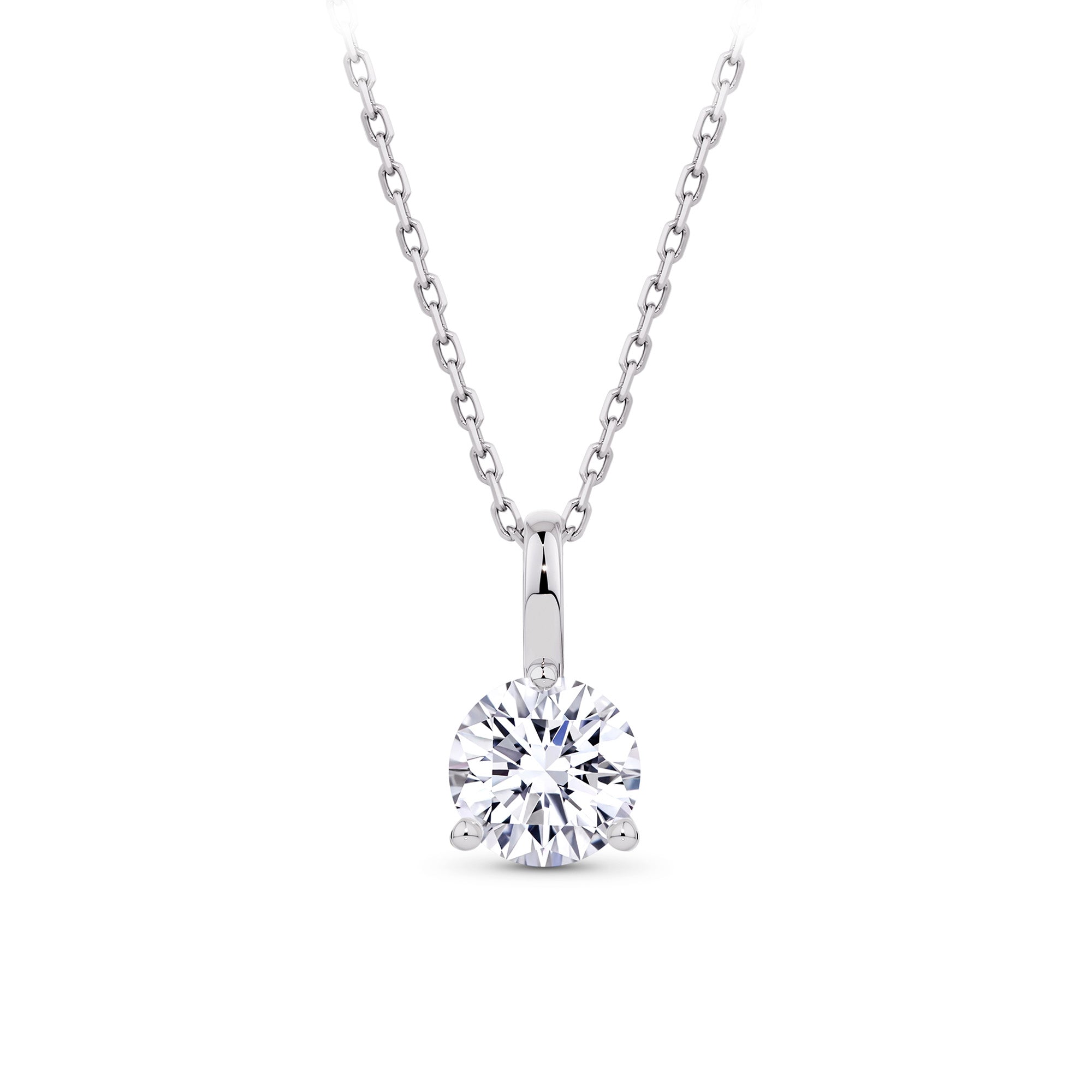 1.00ct TW Lab-Grown Diamond Solitaire Pendant with Chain in 18ct White Gold