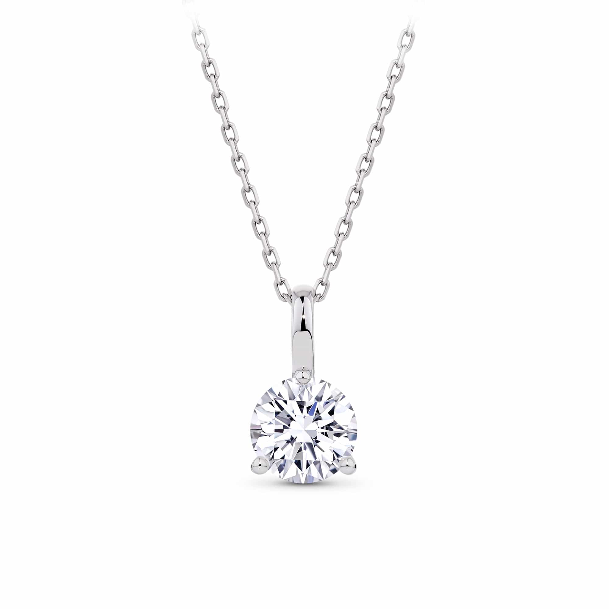 1.00ct TW Lab-Grown Diamond Solitaire Pendant with Chain in 18ct White Gold
