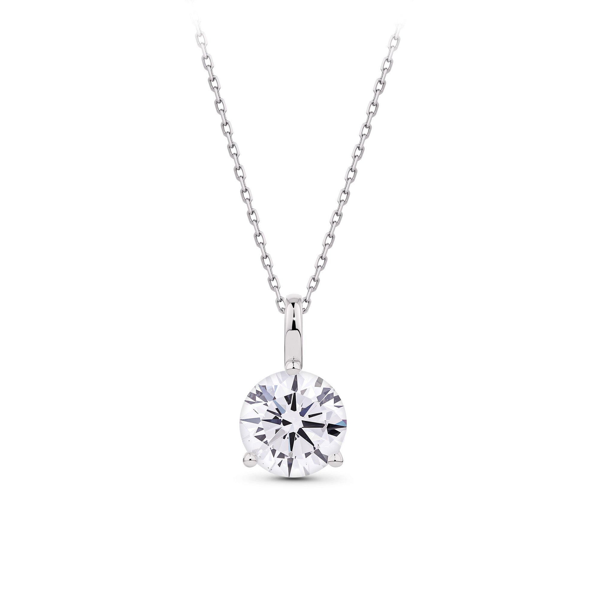 1.50ct TW Lab-Grown Diamond Solitaire Pendant with Chain in 18ct White Gold