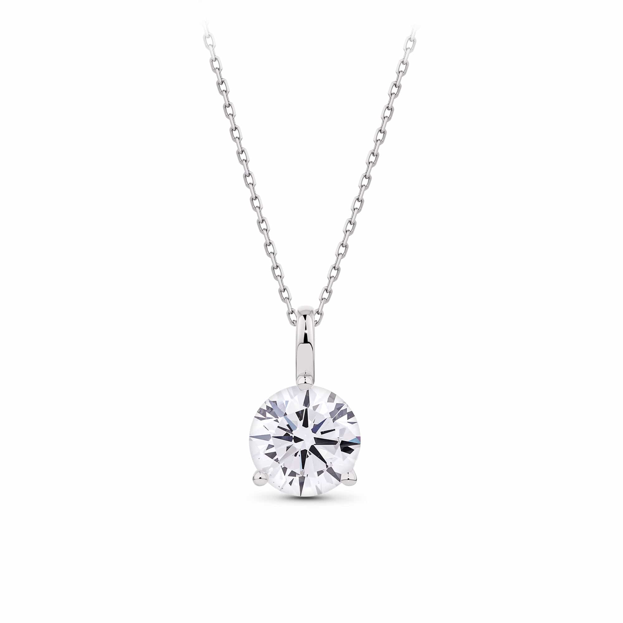 1.50ct TW Lab-Grown Diamond Solitaire Pendant with Chain in 18ct White Gold