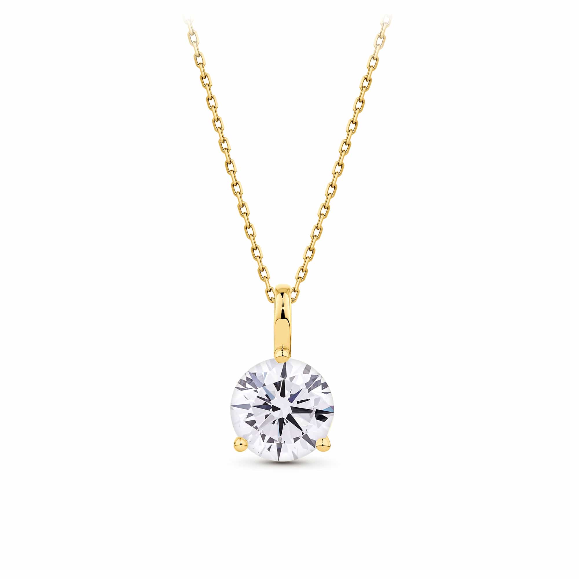 1.50ct TW Lab-Grown Diamond Solitaire Pendant with Chain in 18ct Yellow Gold