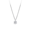 Front-on view of the Wallace Bishop 0.50 TDW Round Lab-Grown Diamond Solitaire Pendant in Sterling Silver, reference LGPDSS050, on a fine cable chain with a parrot clasp. The pendant features a 0.50 carat round brilliant cut lab-grown diamond in a three-claw setting, hanging from a small bale.