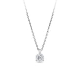 Front-on view of the Wallace Bishop 0.50 TDW Round Lab-Grown Diamond Solitaire Pendant in Sterling Silver, reference LGPDSS050, on a fine cable chain with a parrot clasp. The pendant features a 0.50 carat round brilliant cut lab-grown diamond in a three-claw setting, hanging from a small bale.