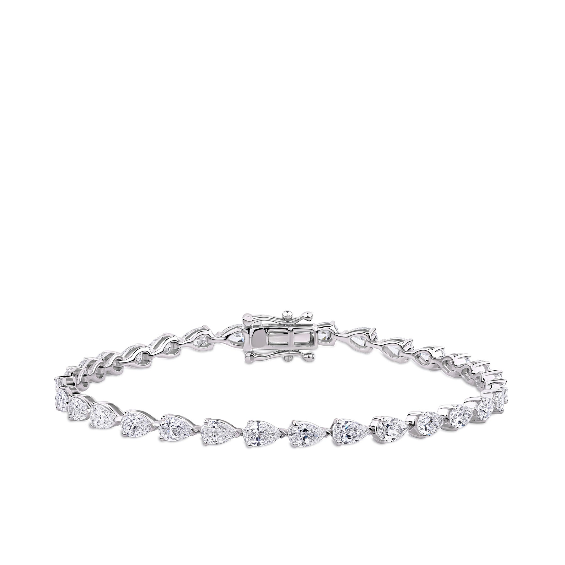 6.00ct TW Lab Grown Diamond Pear Cut Tennis Bracelet in 18ct White Gold