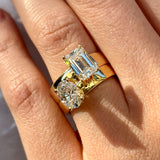 Everlasting 2.00ct TW Emerald Cut Lab-Grown Diamond Wide Band Solitaire Engagement Ring in 18ct Yellow Gold