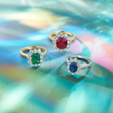 Lab-Grown Ruby & 0.90ct TDW Lab-Grown Diamond Ring in 9ct Yellow Gold
