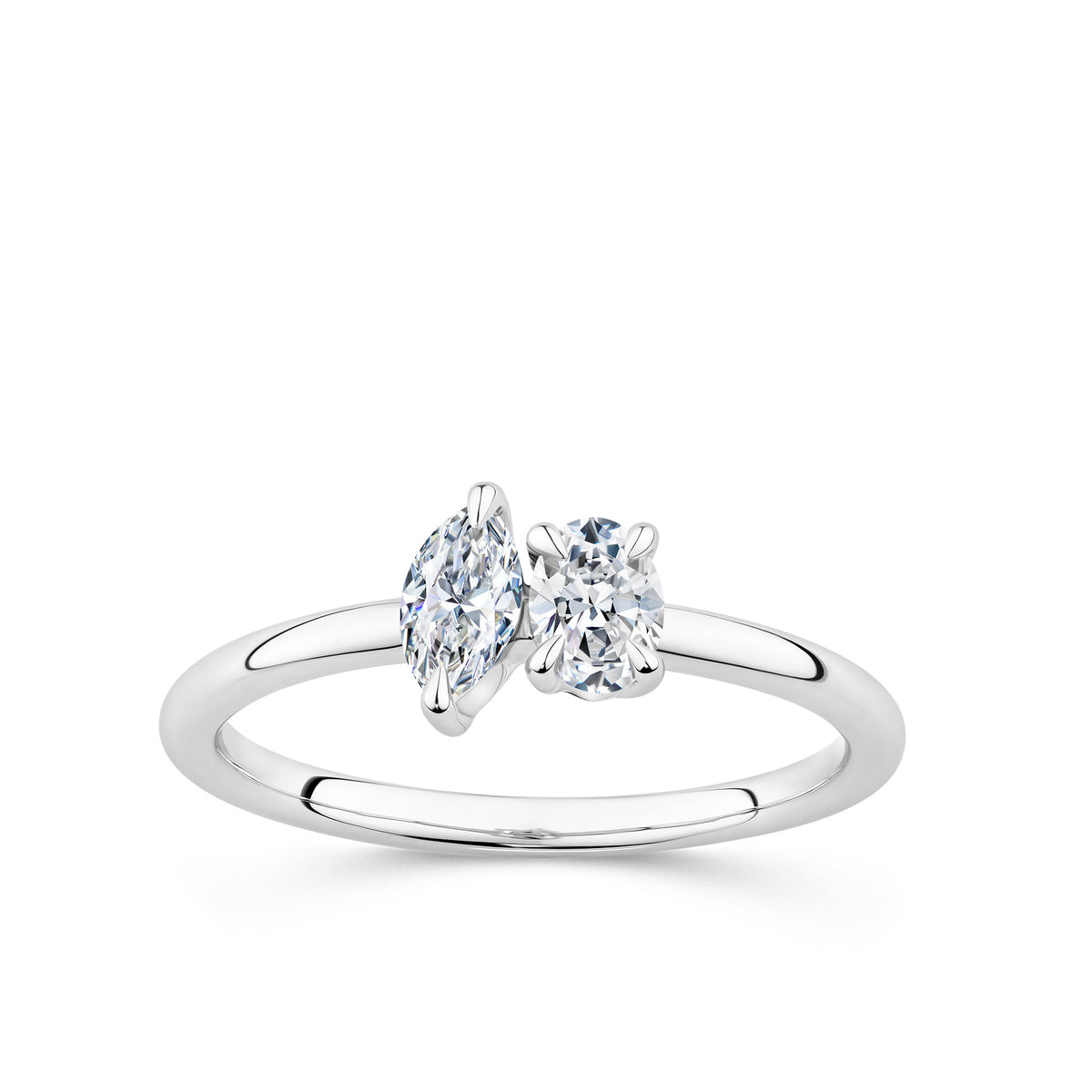 0.50ct TDW Marquise and Oval-Cut 'Toi et Moi' Lab Grown Diamond Ring in 9ct White Gold
