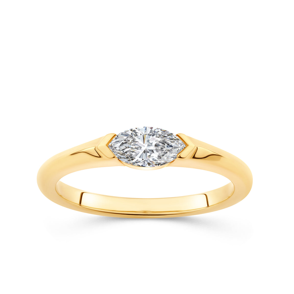 0.50ct Marquise-Cut Lab Grown Diamond Ring in 9ct Yellow Gold