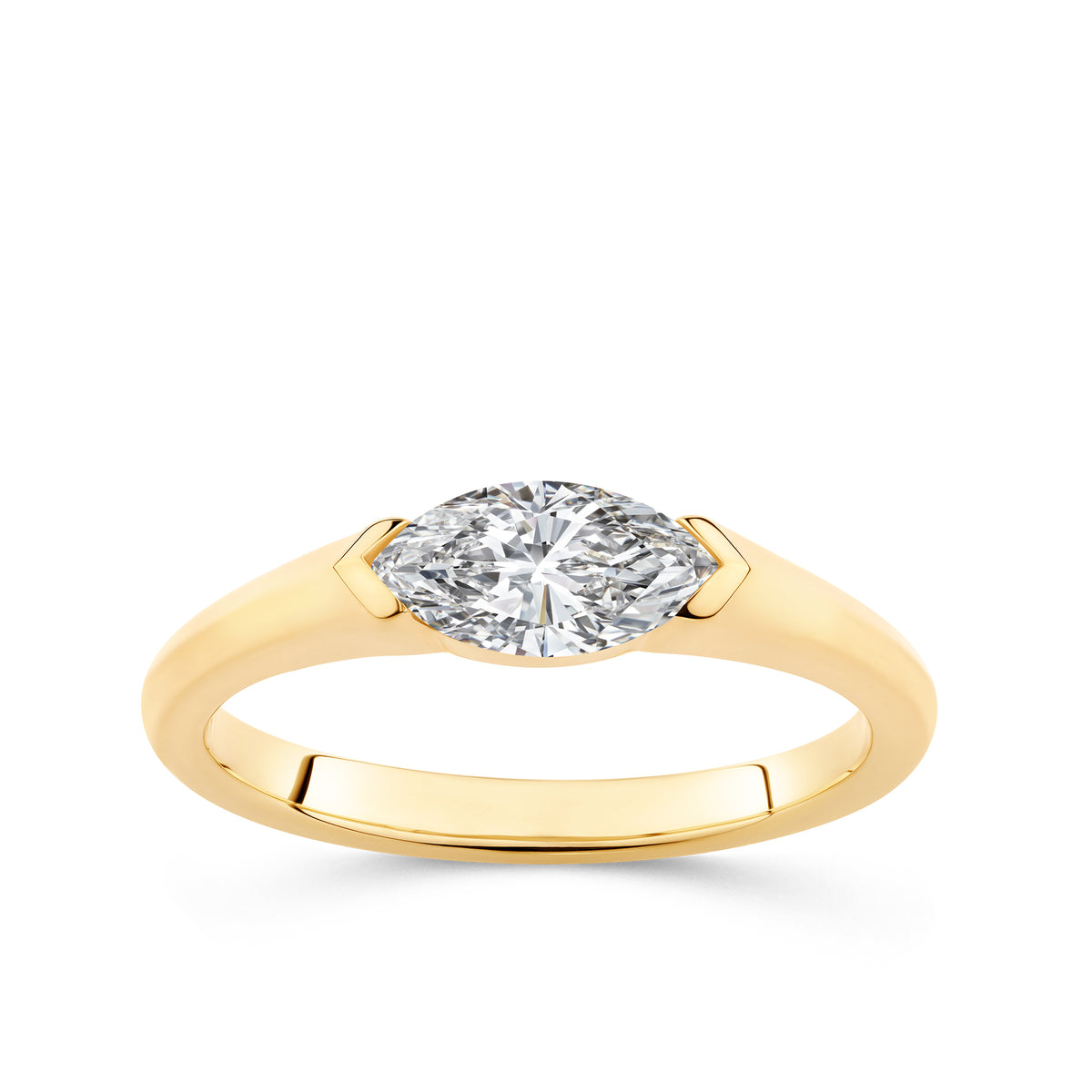 0.75ct Marquise-Cut Lab Diamond Ring in 9ct Yellow Gold