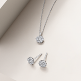 0.77ct TW Cluster Lab-Grown Diamond Pendant and Earrings Set in 9ct White Gold