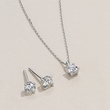 0.75ct TW Round Brilliant Cut Lab-Grown Diamond Pendant and Earrings Set in 9ct White Gold