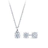 0.75ct TW Round Brilliant Cut Lab-Grown Diamond Pendant and Earrings Set in 9ct White Gold