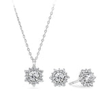 The Wallace Bishop 1.00ct TDW Round Lab-Grown Diamond Pendant & Earring Set in Sterling Silver, reference LGSET005SS, shown together as a matching pendant and earring set. Both pieces feature round brilliant cut lab-grown diamonds set in sterling silver, designed to be worn together as a coordinated jewellery set.